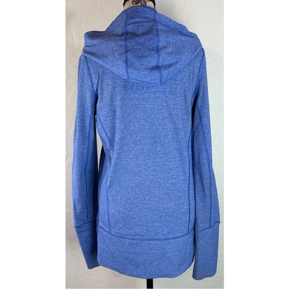 Lululemon Scuba Jacket Blue Hoodie High Neck Full Zip Thumb Holes, size 8 - Picture 8 of 13